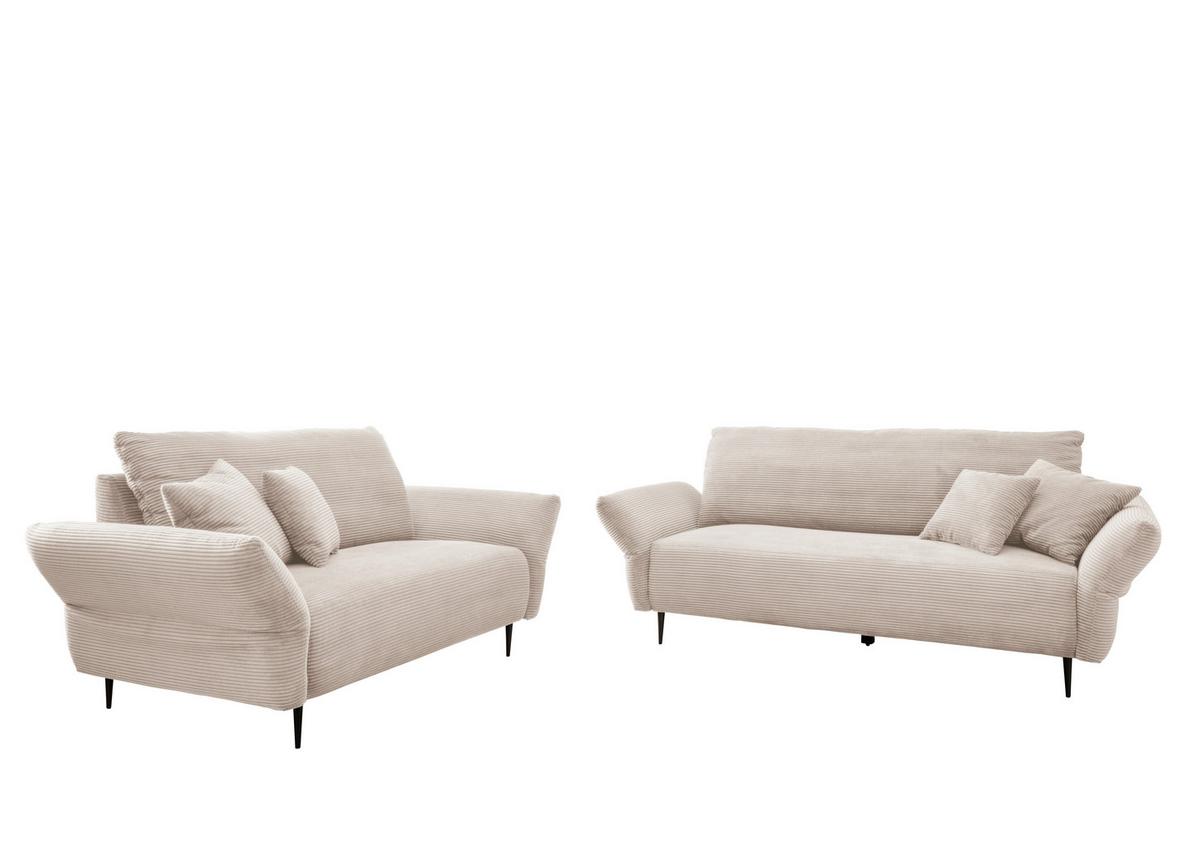 2-Sitzer-Sofa Vanilla Beige - Beige/Schwarz, Design, Textil (163/97/102cm) - Livetastic
