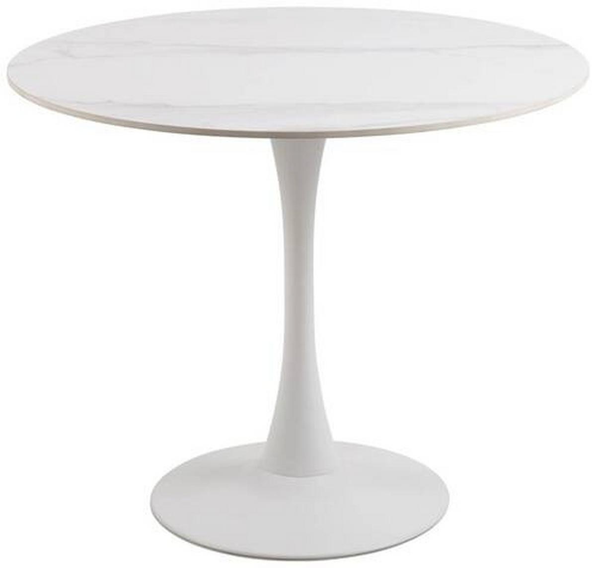 Jídelní stůl MALTA bílý 90cm - bílá, Trend, kov/keramika (90/75cm) - MID.YOU