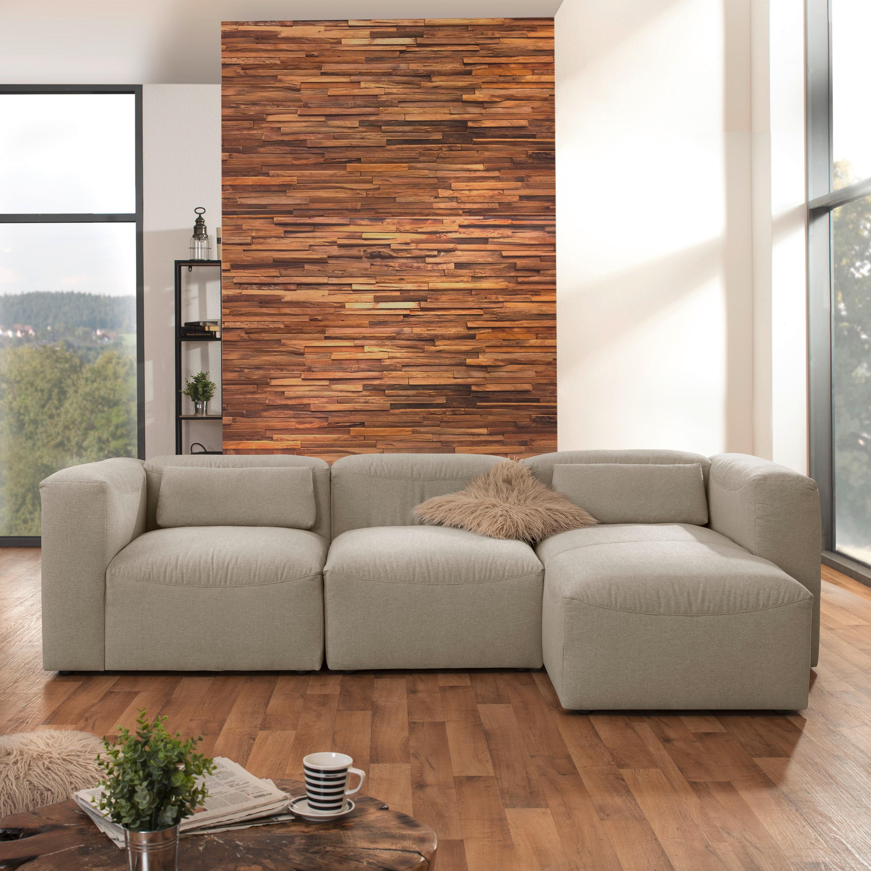 Ecksofa Lena Creme Flachgewebe - Creme, Design, Textil (275/73/160cm) - Max Winzer
