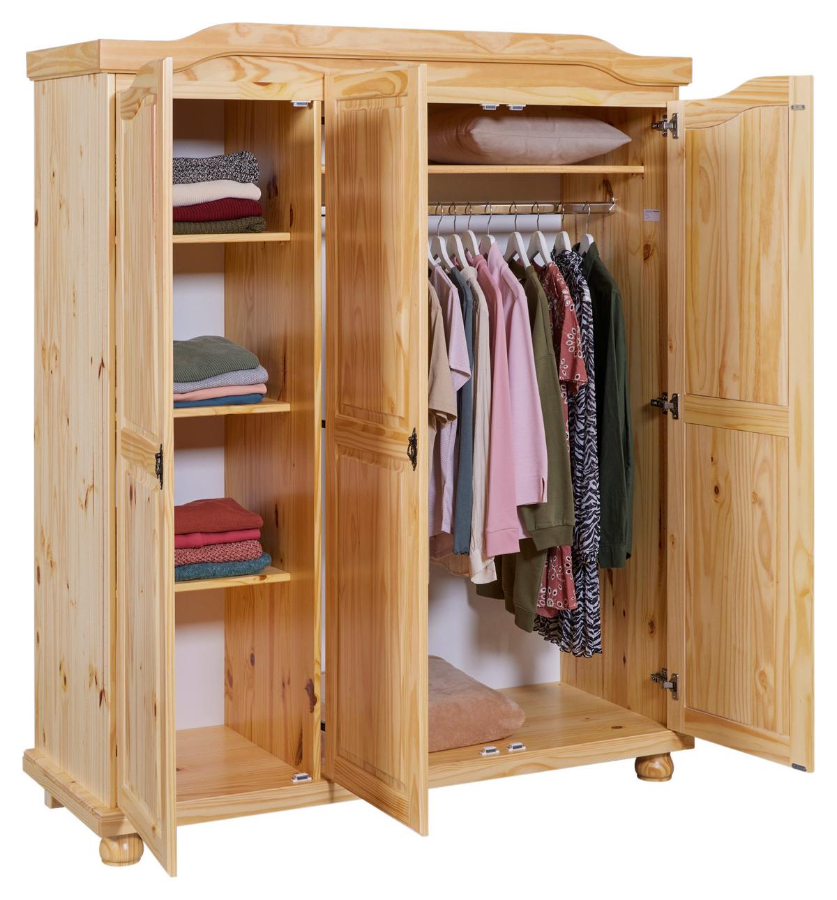 Drehtürenschrank Massiv 150cm Bern, Kiefer - Naturfarben, LIFESTYLE, Holz (150/180/56cm) - MID.YOU