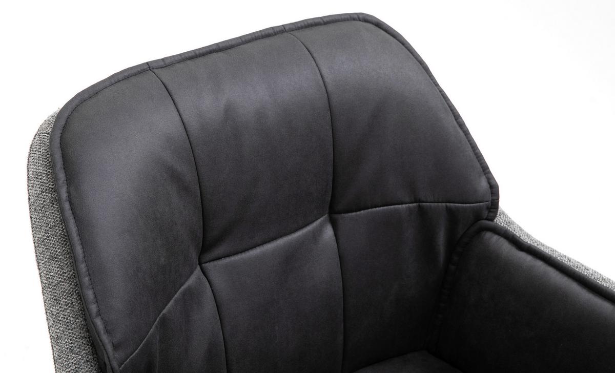 Drehstuhl Lukas - Schwarz/Grau, MODERN, Kunststoff/Textil (64/92/62cm) - Livetastic