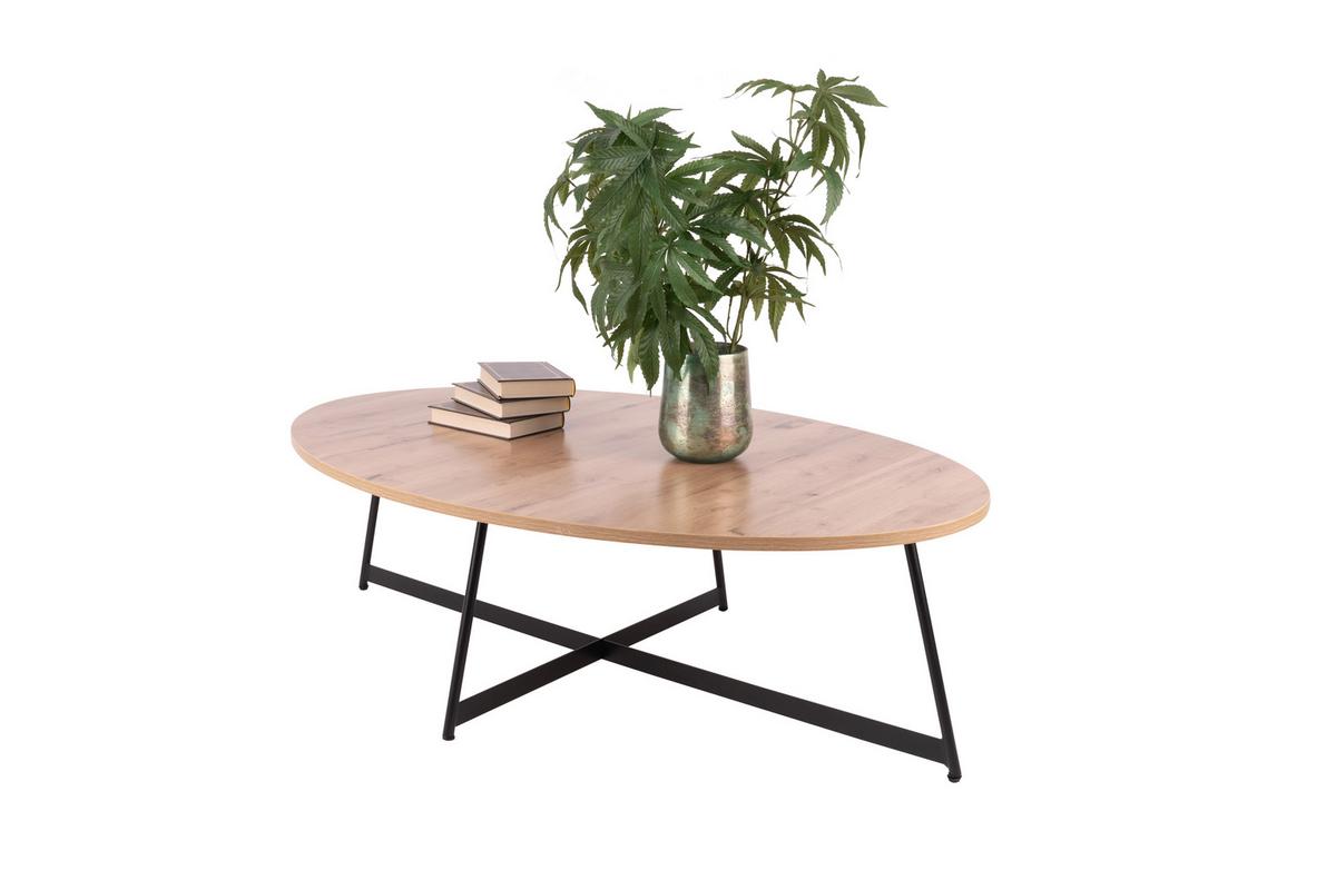 Couchtisch Yolanda Schwarz/Beigebraun L: 80cm - Beigebraun/Schwarz, Natur, Holzwerkstoff/Metall (80/55/37cm)