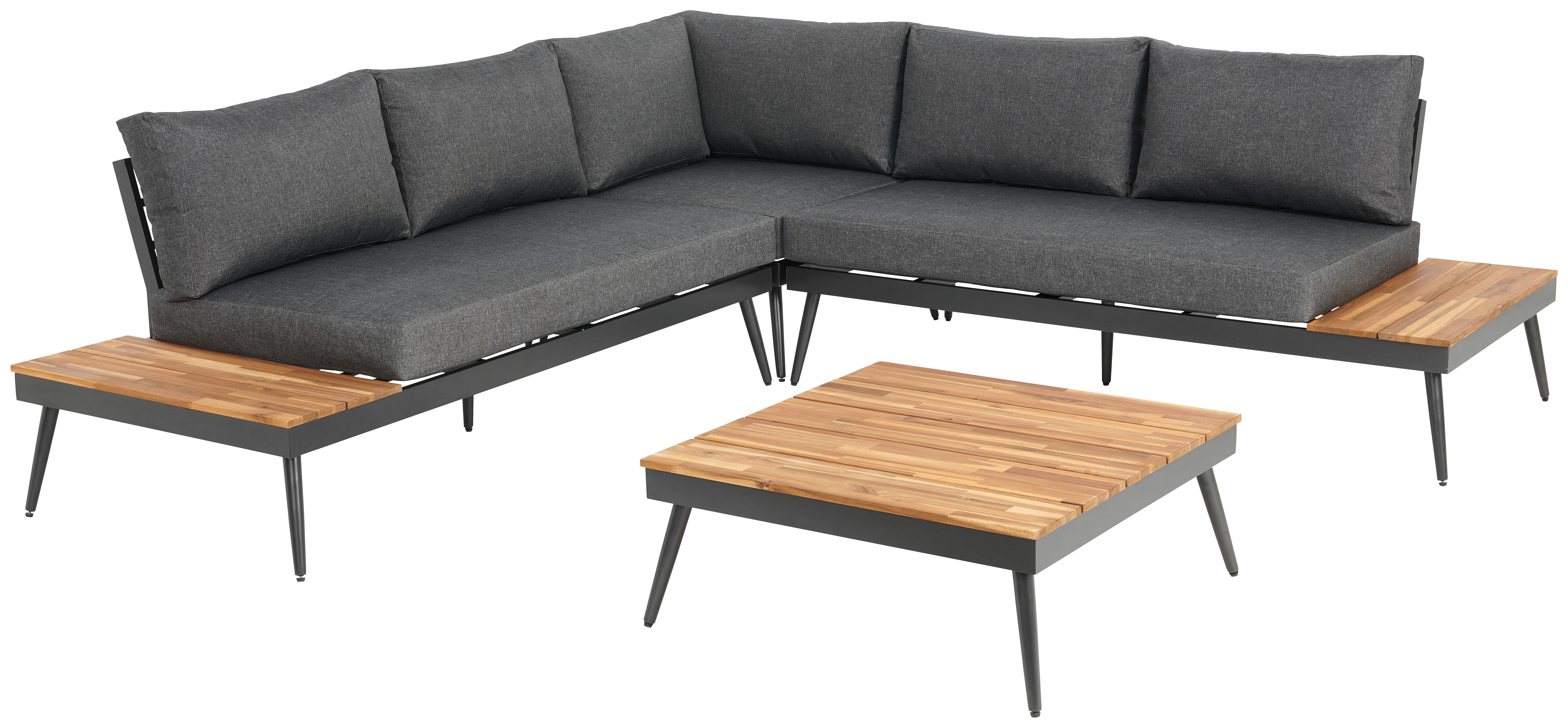 Terasová sedacia súprava MANOCA - farba akácie/sivá, Modern, kov/drevo (247/247cm) - Beldano