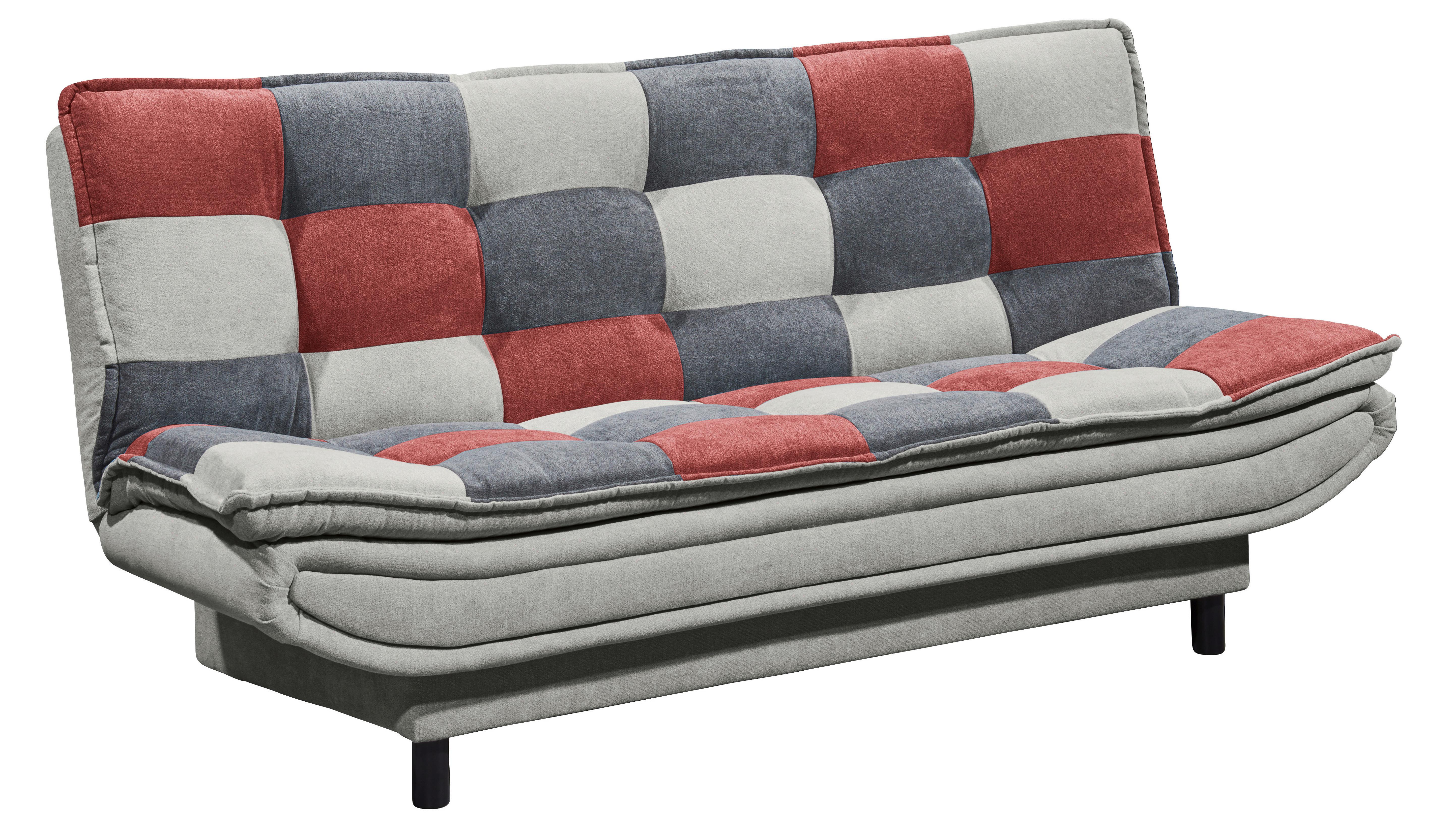 Schlafsofa mit Bettkasten Patch, Mischgewebe - Schlammfarben/Beere, Basics, Holzwerkstoff/Textil (188/90/89cm) - MID.YOU