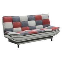 Rozkládací pohovka PATCH růžová, šedá - černá/tmavě šedá, Basics, kompozitní dřevo/textil (188/90/89cm) - MID.YOU