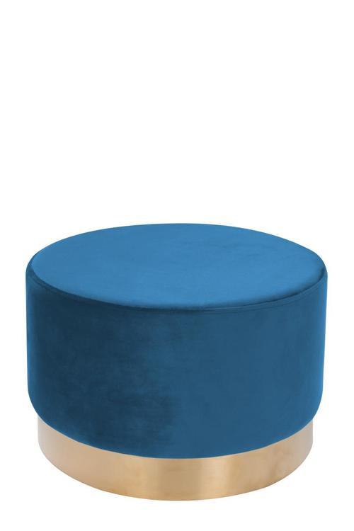Pouf Samt Blau/Goldfarben DxH: ca. 55x43 cm - Blau/Goldfarben, Basics, Holz/Holzwerkstoff (55/43cm) - Kayoom