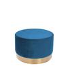Pouf Samt Blau/Goldfarben DxH: ca. 55x43 cm - Blau/Goldfarben, Basics, Holz/Holzwerkstoff (55/43cm) - Kayoom