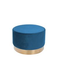 Pouf Samt Blau/Goldfarben DxH: ca. 55x43 cm - Blau/Goldfarben, Basics, Holz/Holzwerkstoff (55/43cm) - Kayoom