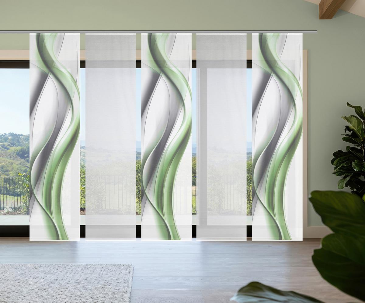 Flächenvorhang Cara 5er Set - Weiß/Grau, Design, Textil (60/260cm)