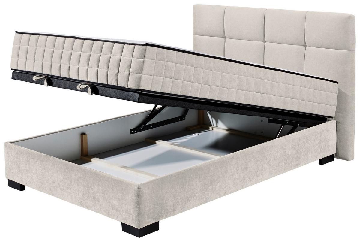 Boxbett Nagol A - Beige/Schwarz, MODERN, Holzwerkstoff/Textil (140/200cm) - MID.YOU