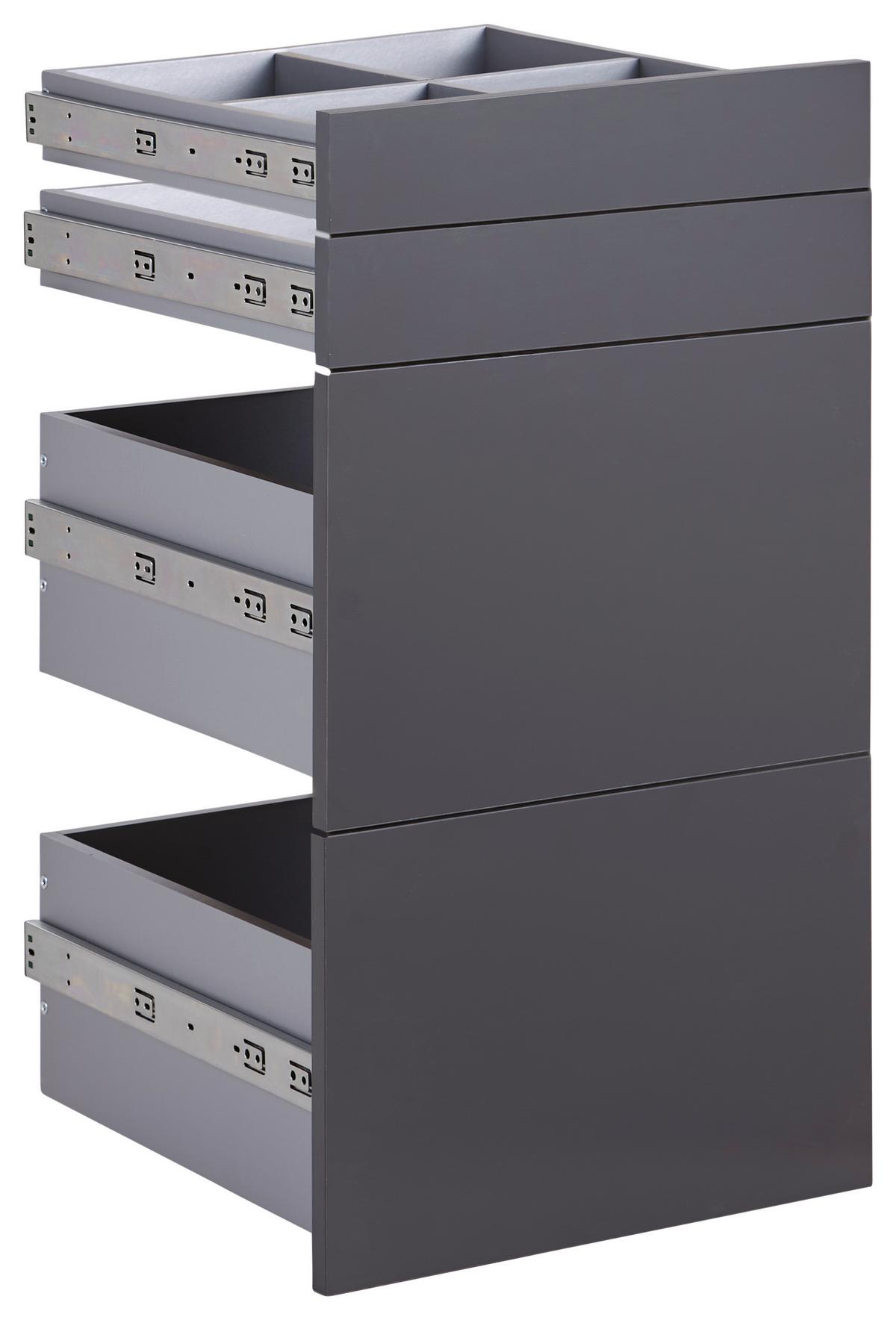 Schubladeneinsatz Unit Anthrazit B: 45,3 cm 4 Fächer - Anthrazit, MODERN, Holzwerkstoff (45,3/83/47cm) - Ondega
