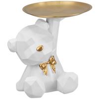 Dekobär Roland - Goldfarben/Weiß, KONVENTIONELL, Kunststoff/Metall (17.3/13.5/17.2cm) - Luca Bessoni