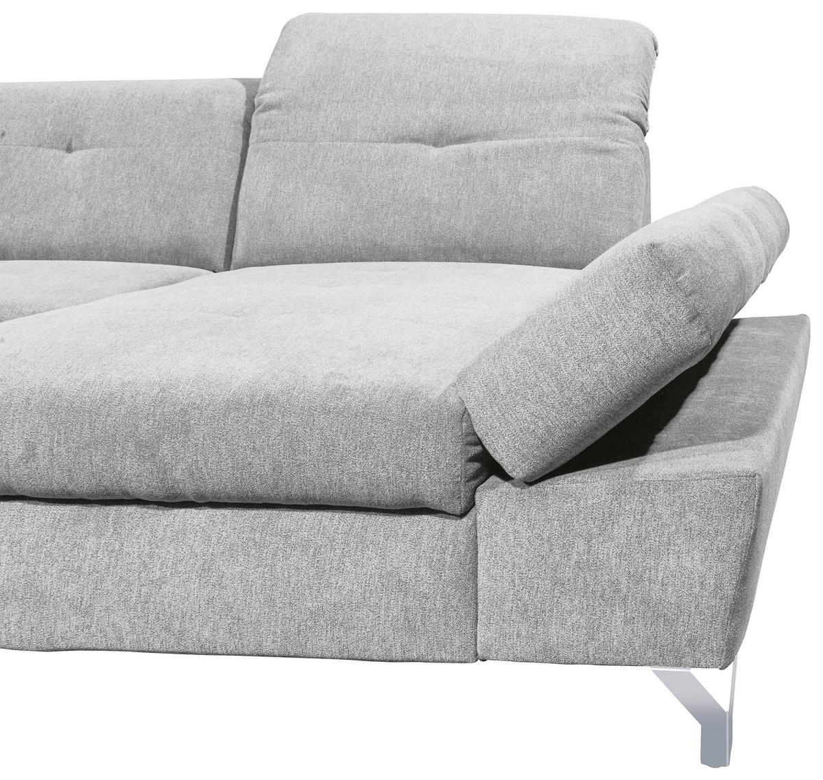 Ecksofa Melfi Hellgrau U: 245 Cm - Silberfarben/Hellgrau, MODERN, Textil (245/350/168cm) - MID.YOU
