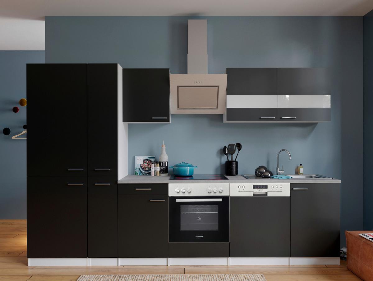 Küchenblock Malia Küchenblock 310 cm - Schwarz/Graphitfarben, Basics, Holzwerkstoff (310cm) - Respekta