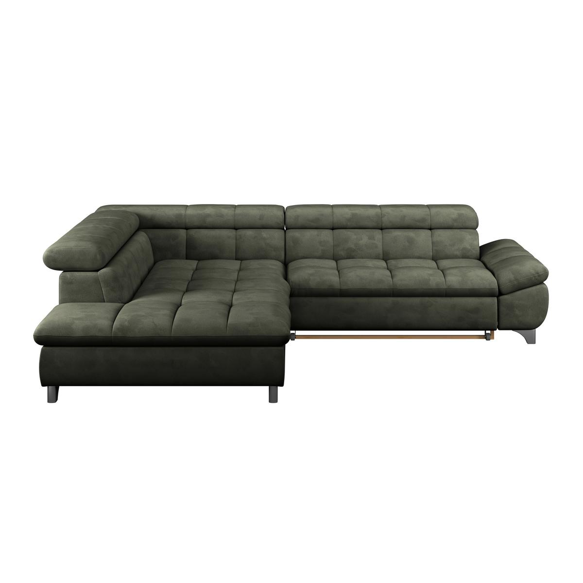 Ecksofa Gemini Waldgrün, B: 234cm - Chromfarben/Dunkelgrün, KONVENTIONELL, Textil (234/312cm)