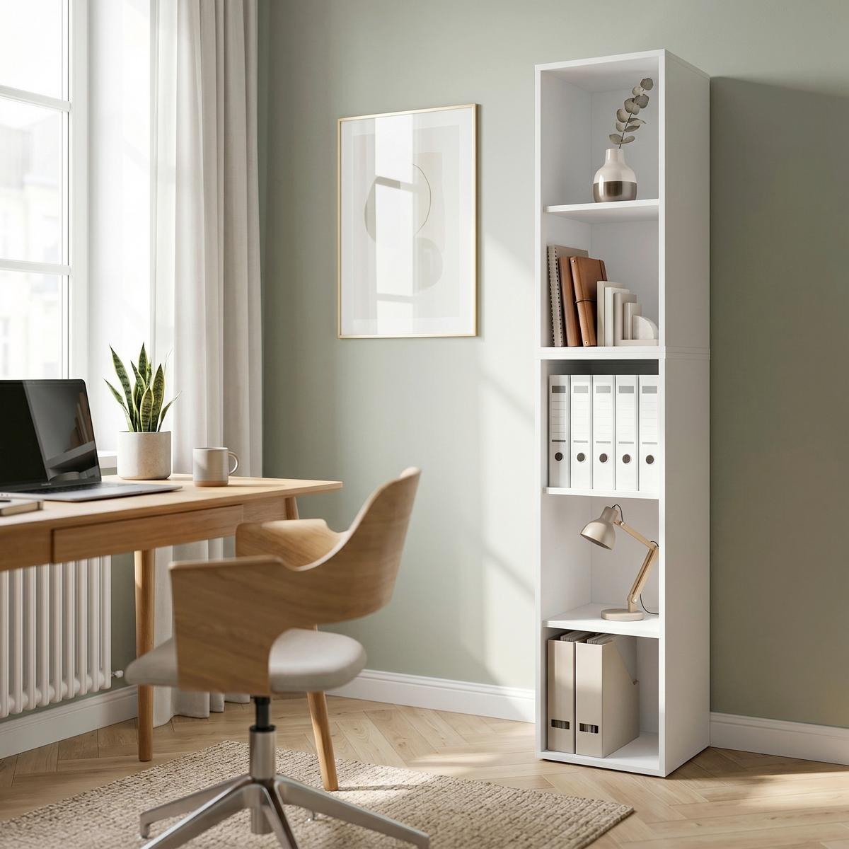 Regál na šanóny š: 35cm, biely - biela, Modern, kompozitné drevo (35/183/37cm) - P & B