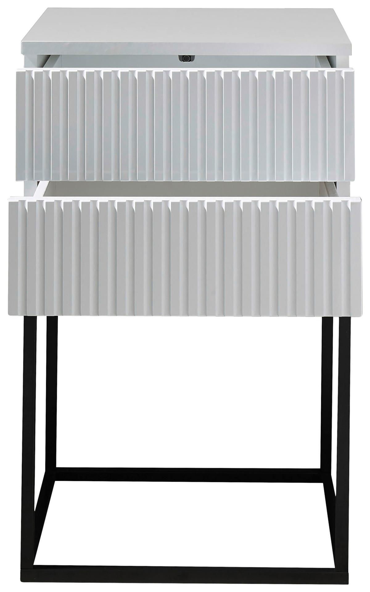 Nočný stolík MARLE biela - čierna/biela, Modern, kov/kompozitné drevo (40/65/38,5cm) - Livetastic