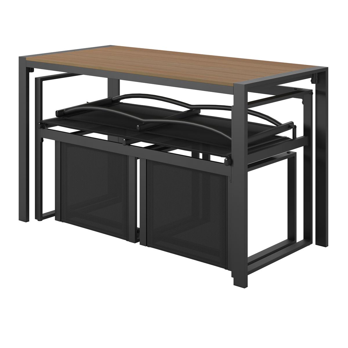 Balkonset Lissabon - Anthrazit/Schwarz, MODERN, Kunststoff/Textil - Beldano