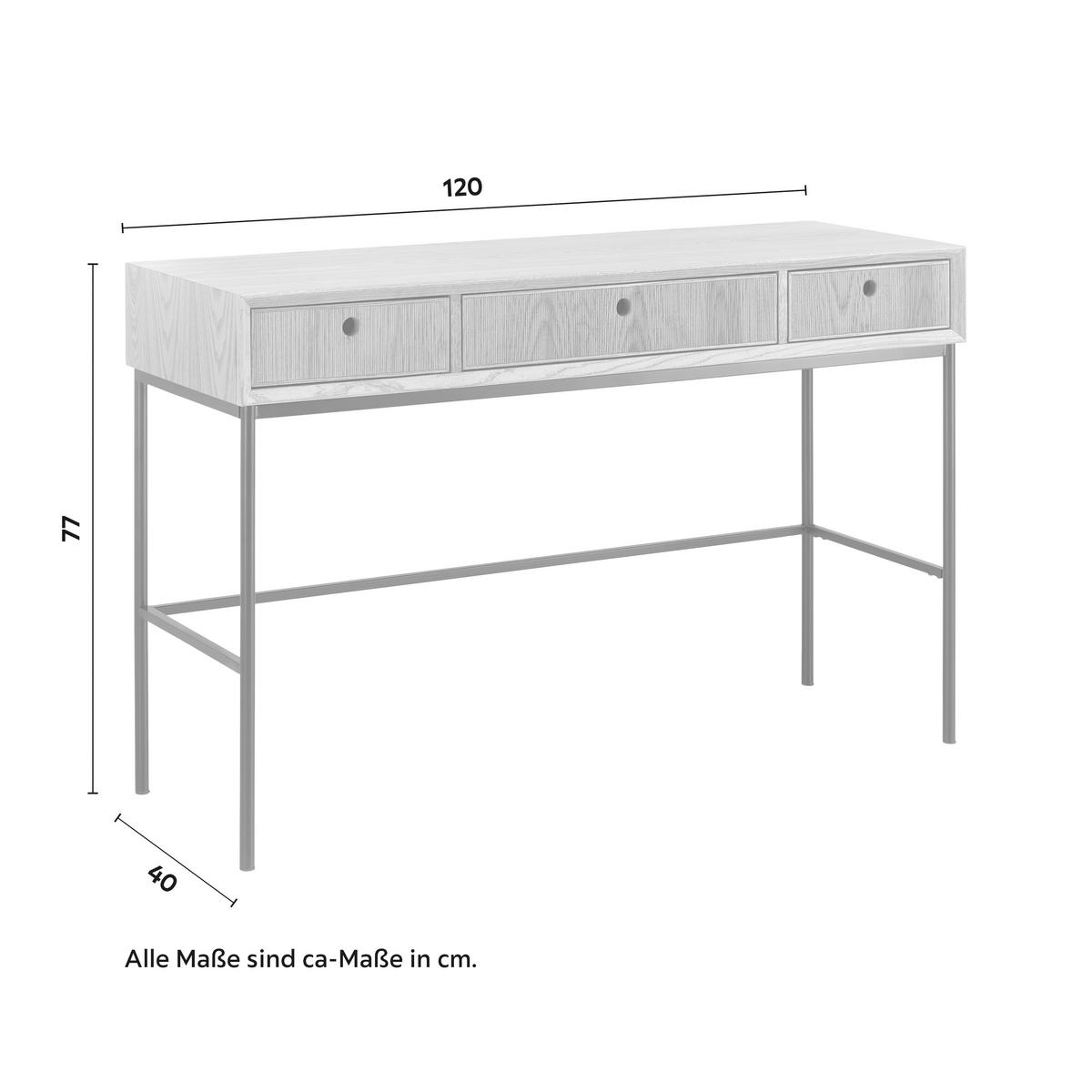 Konzolový stolek MILANO - barvy jasanu, Moderní, kov/dřevo (120/40/77cm) - Bessagi Home