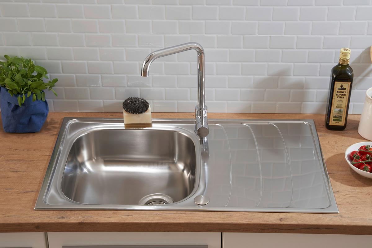 Spüle Respekta Edelstahl Bxt: 86x50 Cm - Edelstahlfarben, Trend, Metall (86/19/50cm) - Respekta