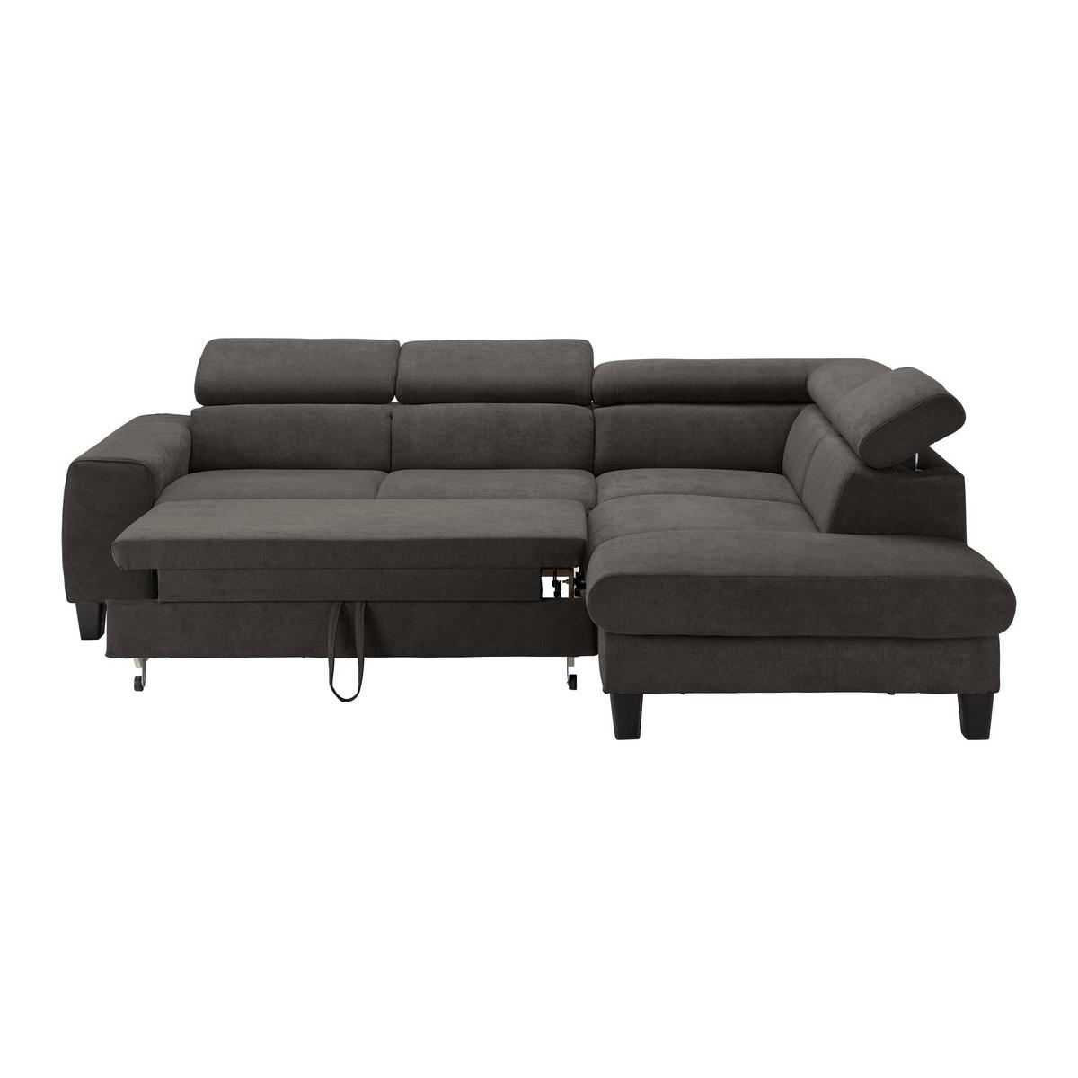 Sedací souprava s rozkladem Malibu tmavě šedohnědá - barvy wenge/šedavě hnědá, Moderní, dřevo/textil (249/72/207cm) - Bessagi Home