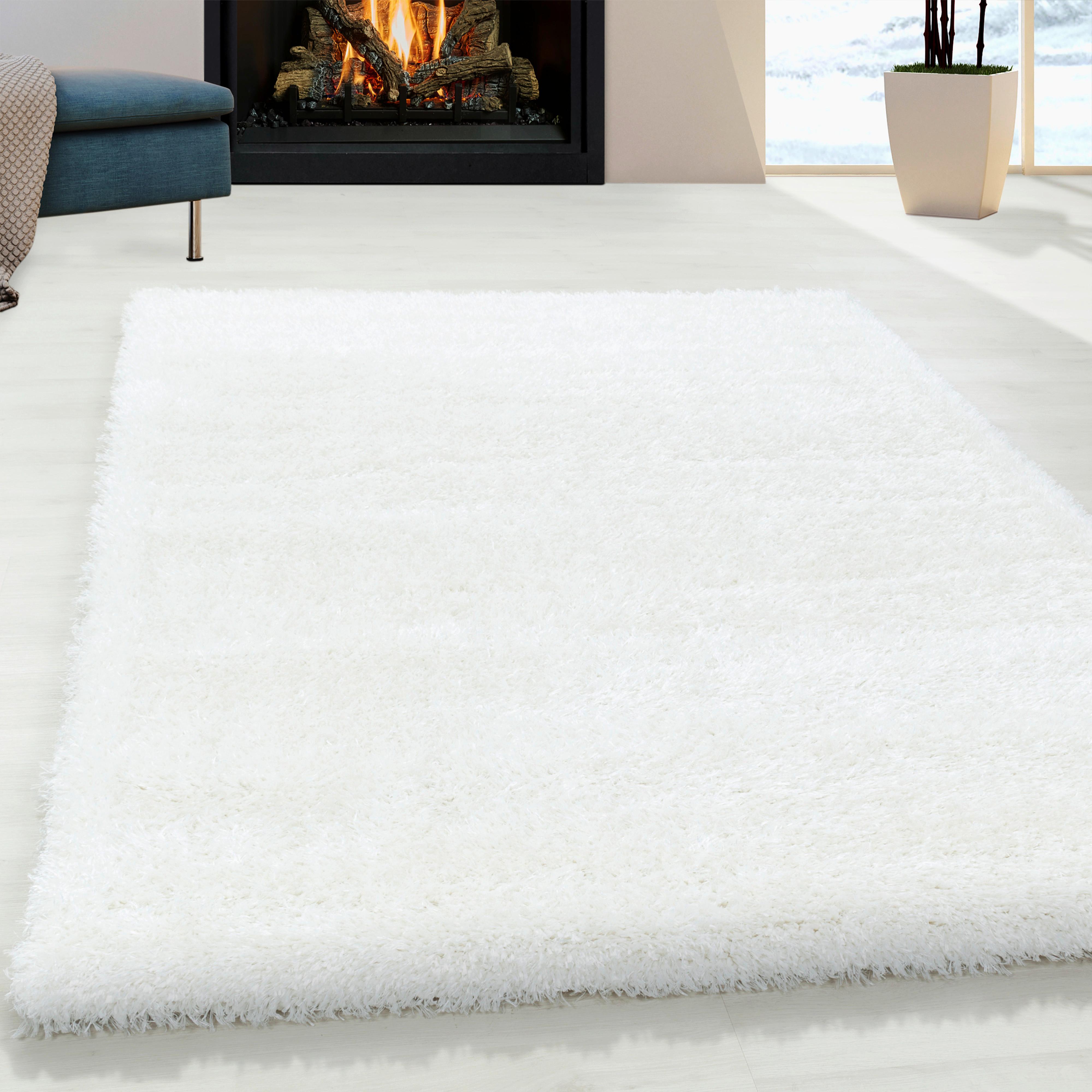 Hochflor Teppich Weiß Brilliant 80x150 cm - Weiß, Basics, Textil (80/150cm)