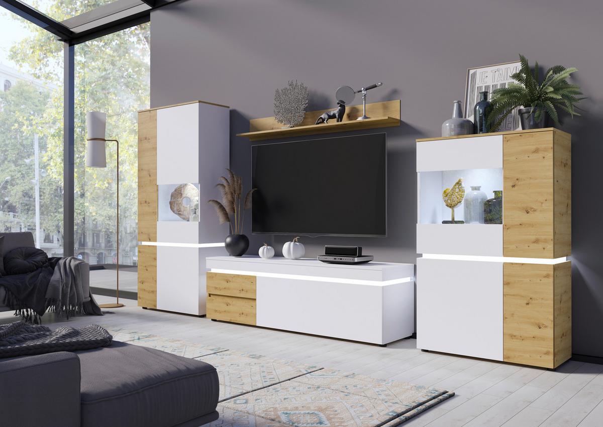 Tv-element Luci Weiß Eiche Artisan/weiß B: 180,5 Cm - Eiche Artisan/Weiß, Trend, Holzwerkstoff (180,5/56,7/48cm) - MID.YOU
