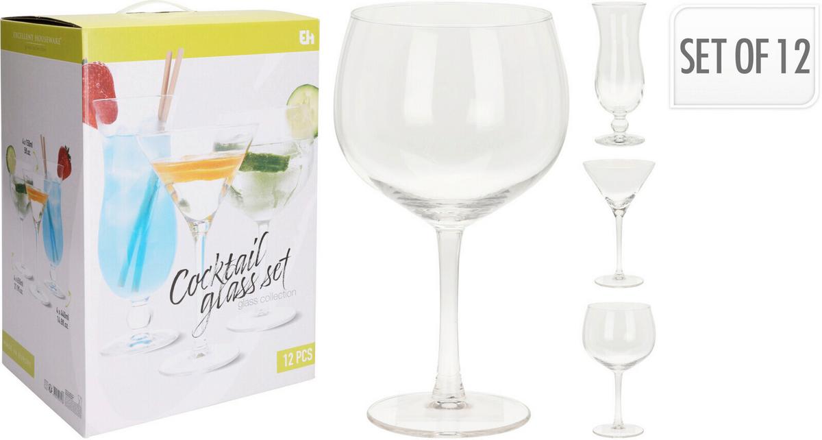 Sada sklenic COCKTAIL GLASSES SET - Basics, sklo (8/8/21cm)