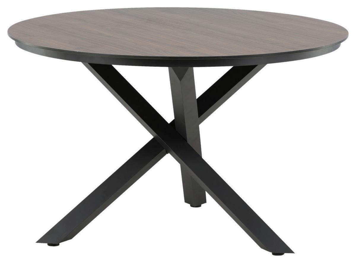 Gartentisch Llama - Schwarz/Braun, KONVENTIONELL, Kunststoff/Metall (120/120/75cm) - Gardenson