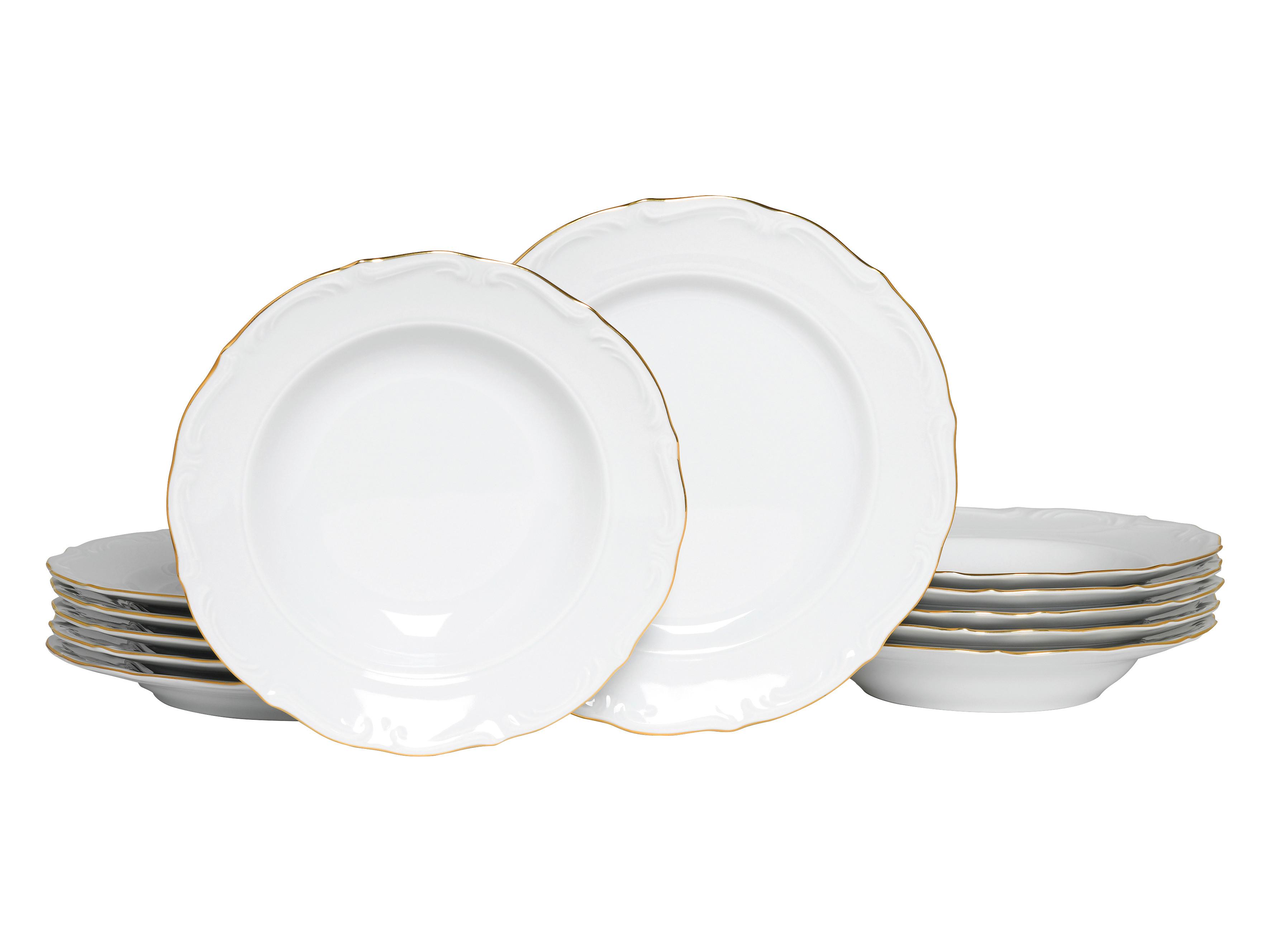 Tafelservice Maria Theresia Weiß, Goldfarben L: 27 cm - Goldfarben/Weiß, Basics, Keramik (27/22,5/27,5cm) - Creatable