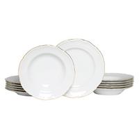 Tafelservice Maria Theresia Weiß, Goldfarben L: 27 cm - Goldfarben/Weiß, Basics, Keramik (27/22,5/27,5cm) - Creatable