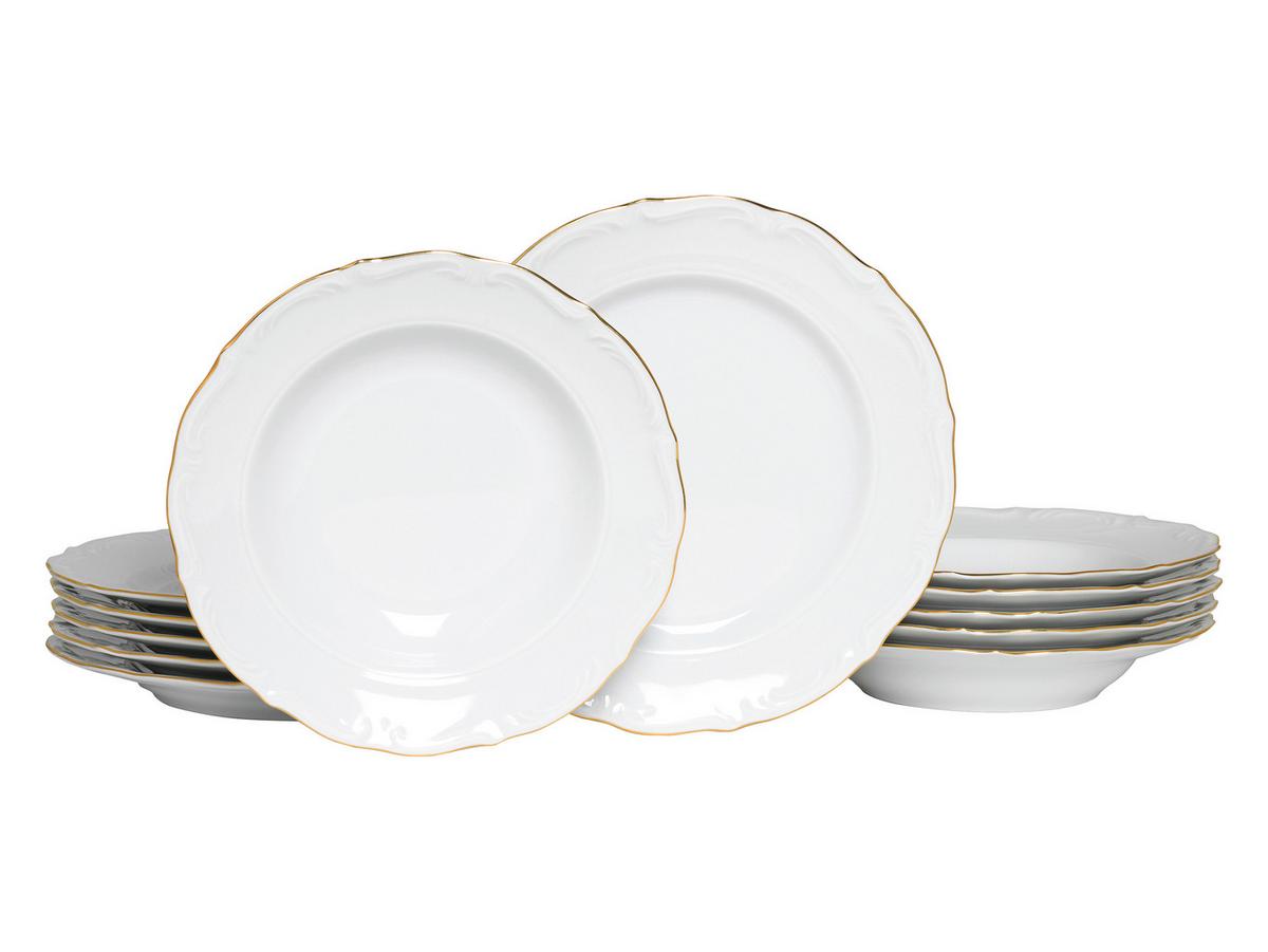 Tafelservice Maria Theresia Weiß, Goldfarben L: 27 cm - Goldfarben/Weiß, Basics, Keramik (27/22,5/27,5cm) - Creatable