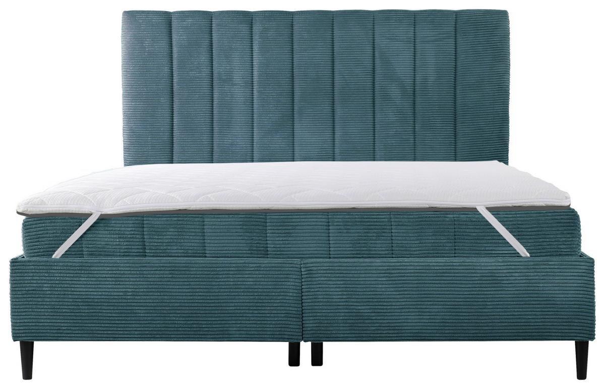 Polsterbett mit Lattenrost Mia Hellblau 180x200 cm - Creme/Schwarz, LIFESTYLE, Holz/Holzwerkstoff (180/200cm) - Livetastic