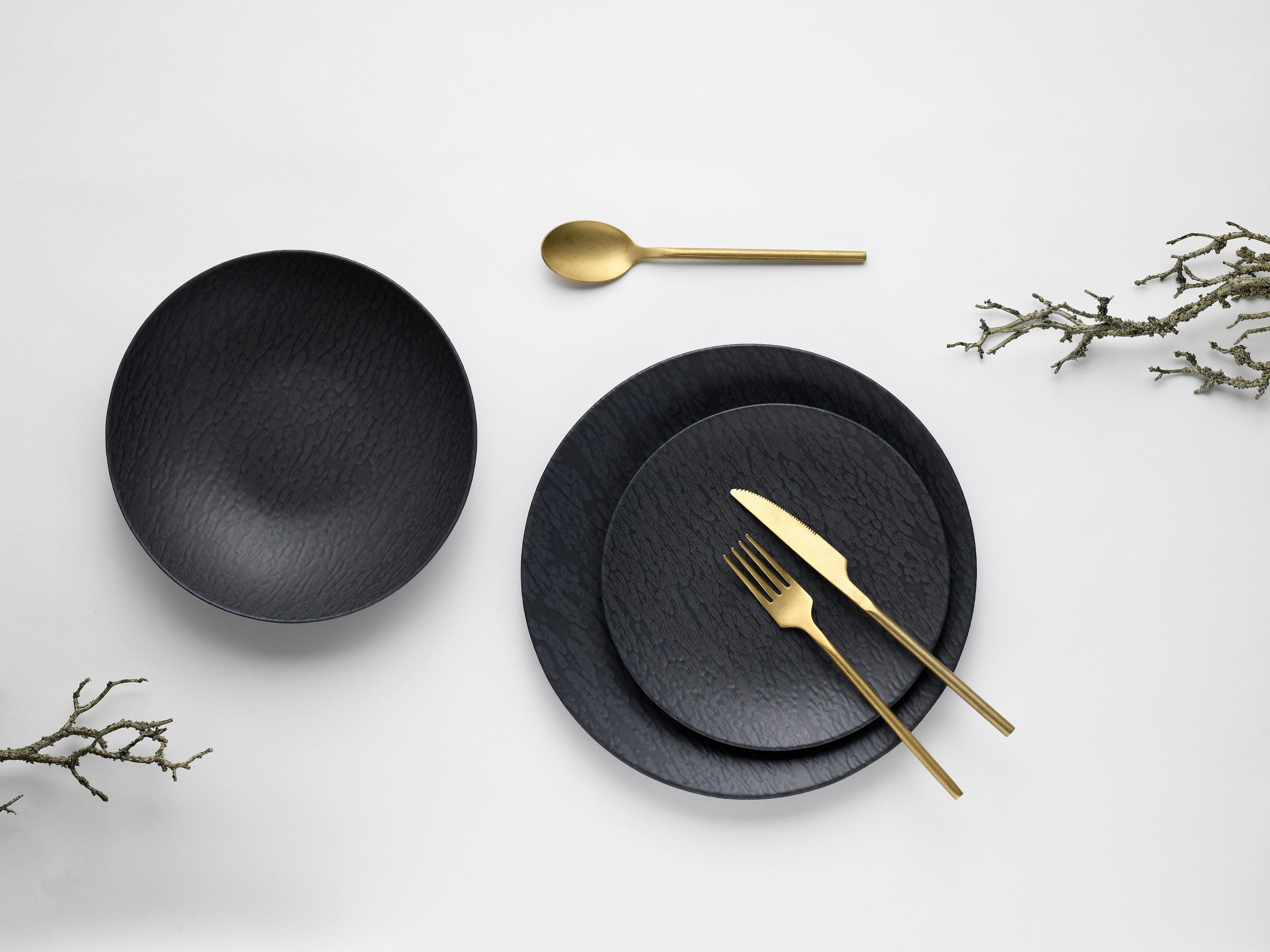 Tafelservice Keramik 4 Perosnen Geschirr Set - Schwarz, Trend, Keramik - Creatable