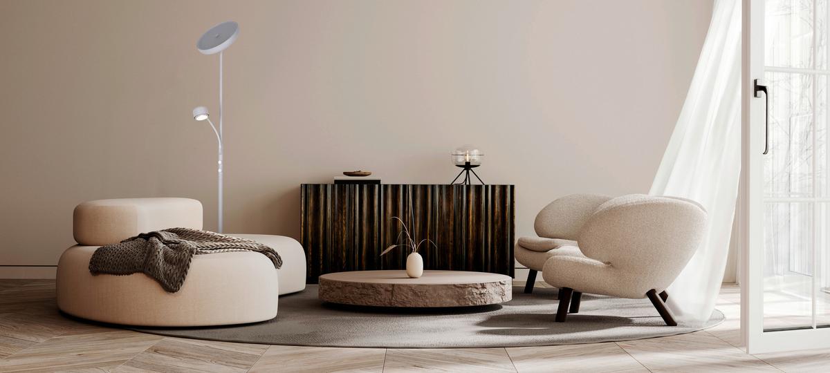 LED-Stehleuchte inkl. Drehdimmer - Weiß, Basics, Metall (26/26/180cm) - Näve