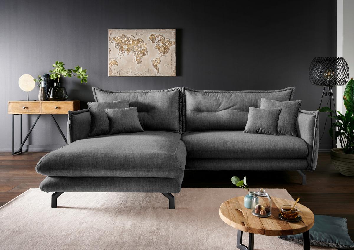 Ecksofa Lava Grau S: 180/255 cm - Türkis/Schwarz, MODERN, Textil (180/255cm) - Livetastic