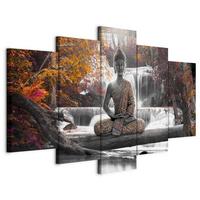 Leinwandbild Autumn Buddha Grau Dunkelorange B: 200 Cm - Dunkelorange/Grau, Basics, Holzwerkstoff/Textil (200/100/1,2cm) - artgeist