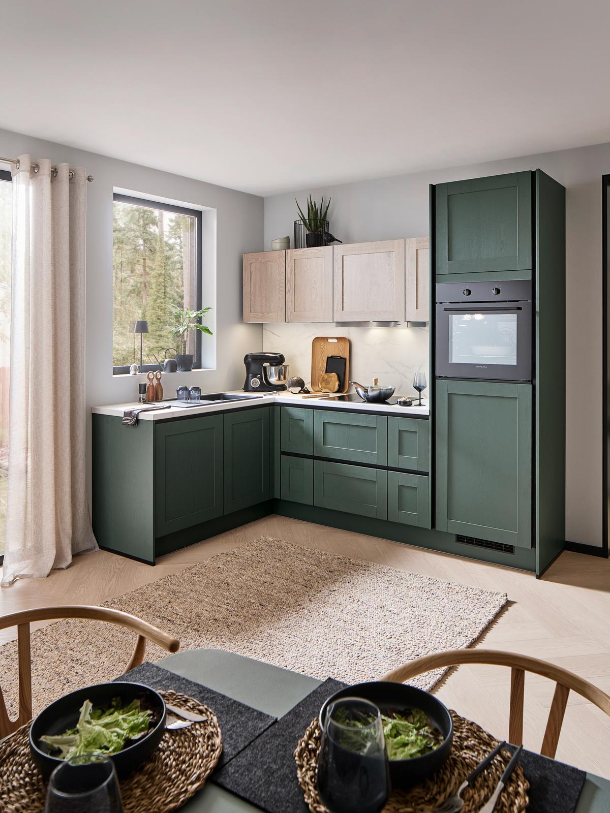 Eckküche Pn 500 - Eichefarben/Graphitfarben, ROMANTIK / LANDHAUS, Holzwerkstoff (176,6/253,2cm) - Pino