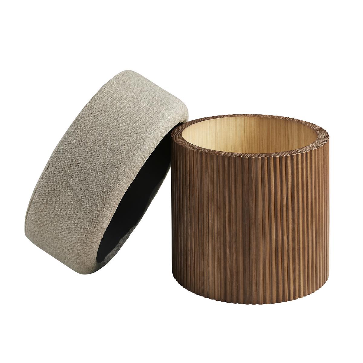 Hocker Braun, Walnussfarben B: 50cm - Walnussfarben/Braun, MODERN, Holzwerkstoff/Textil (50/43/50cm) - Livetastic