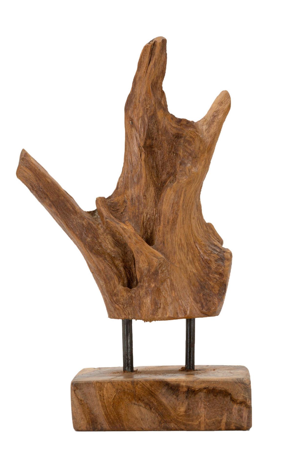 Skulptur Akar Teak. Braun B: 20 cm - Braun, Basics, Holz (20/34/11cm)