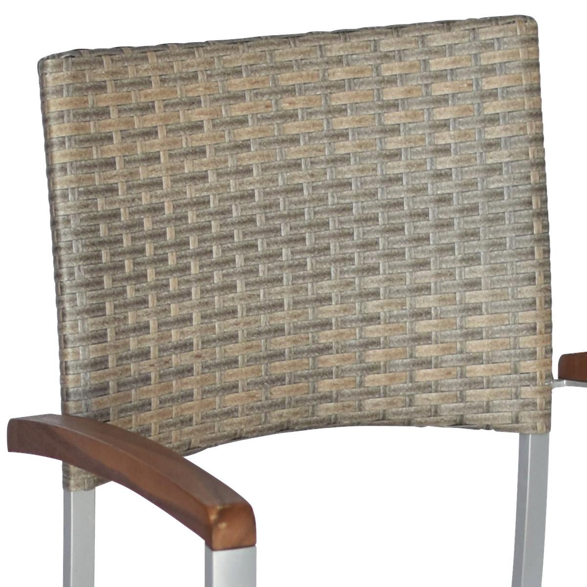 Gartengarnitur 5-Tlg. Silano Alu/Holz/Kunststoff - Beige/Silberfarben, ROMANTIK / LANDHAUS, Holz/Kunststoff - Gardenson