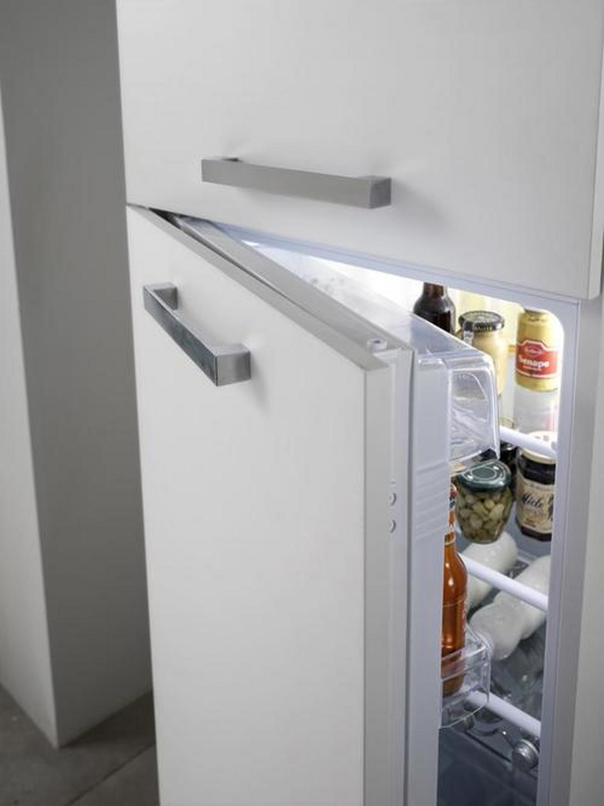 Küchenzeile Belluna mit Geräten 250 cm Weiß/Steingrau Dekor - Basics (250cm) - MID.YOU
