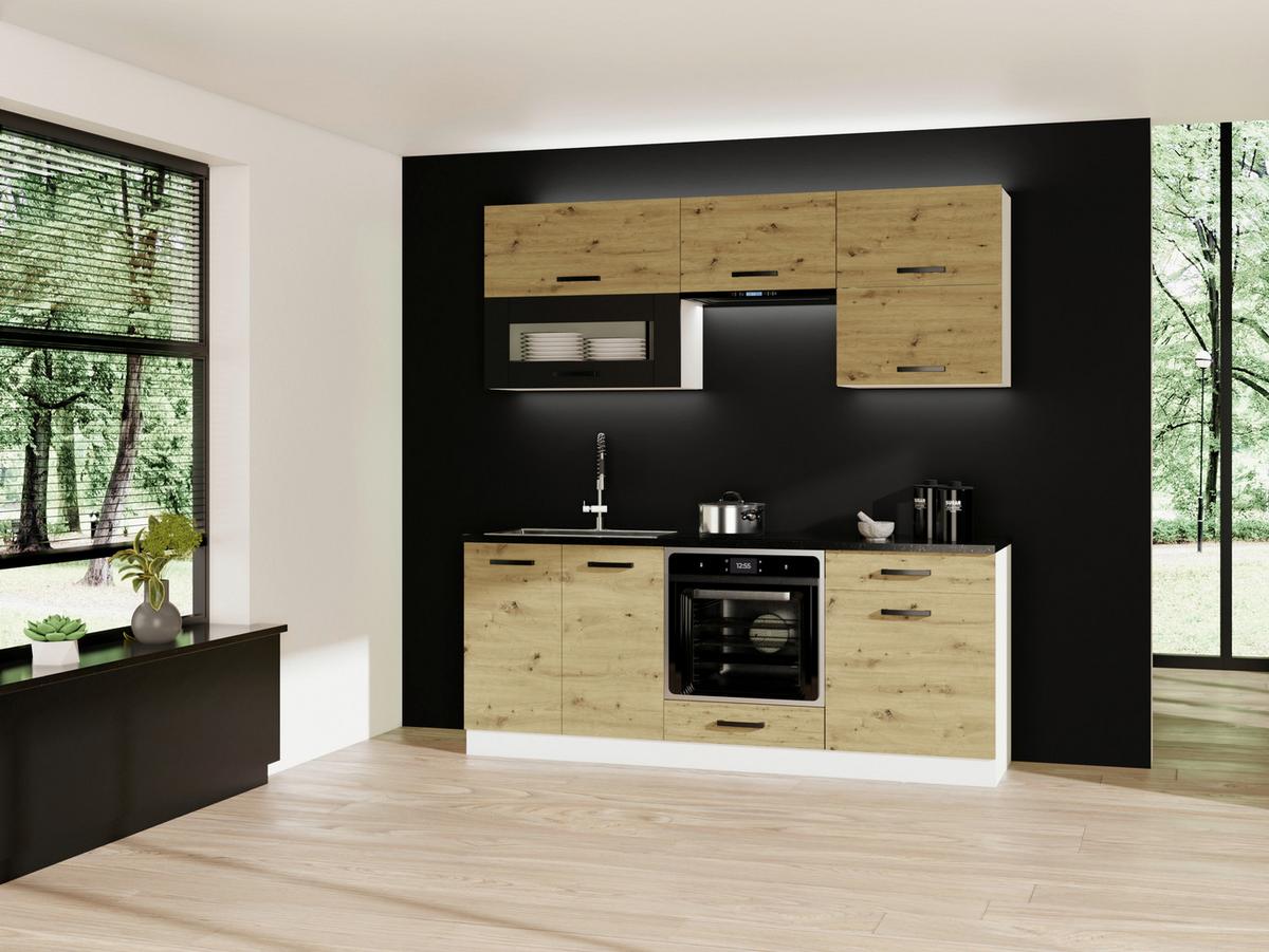 Konyhablokk Sabine 200 - Artisan tölgy, Modern, faalapú anyag (200cm) - Best Price