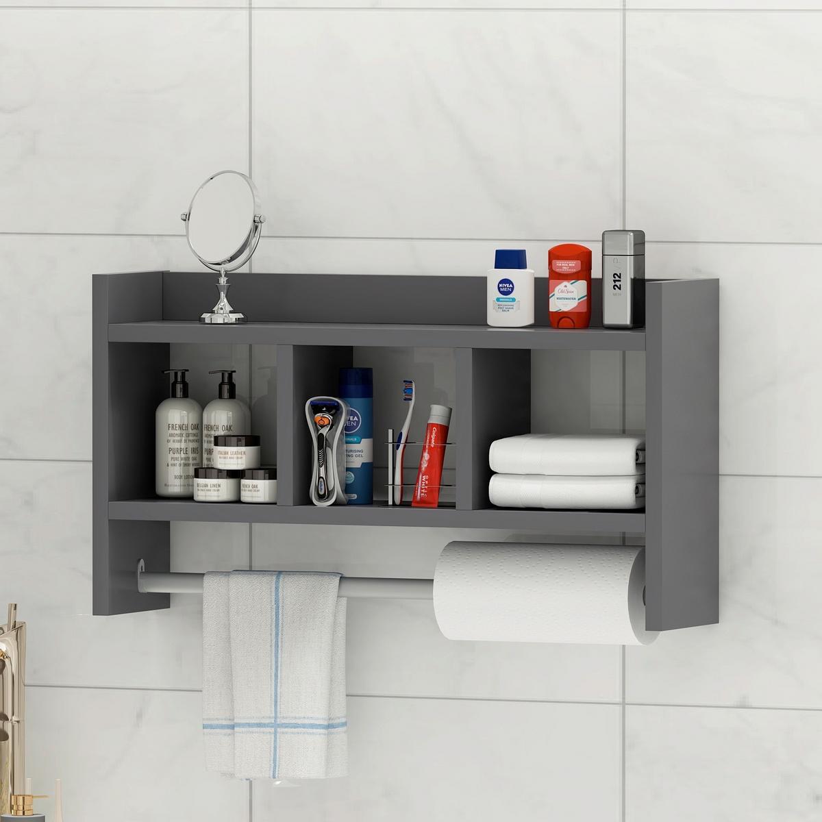 Küchenregal Asya, Anthrazit B: 64 Cm - Anthrazit, Design, Holzwerkstoff (64/35/15cm) - Livetastic