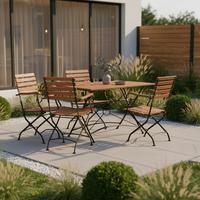 Gartengarnitur 5-Ttlg. Lindau Metall/Holz - Anthrazit/Akaziefarben, Basics, Holz/Metall (120/75/80cm) - Gardenson