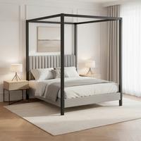 Čalouněná manželská postel MONA, 180x200, šedá - šedá/černá, Moderní, kov/dřevo (180/200cm) - Bessagi Home