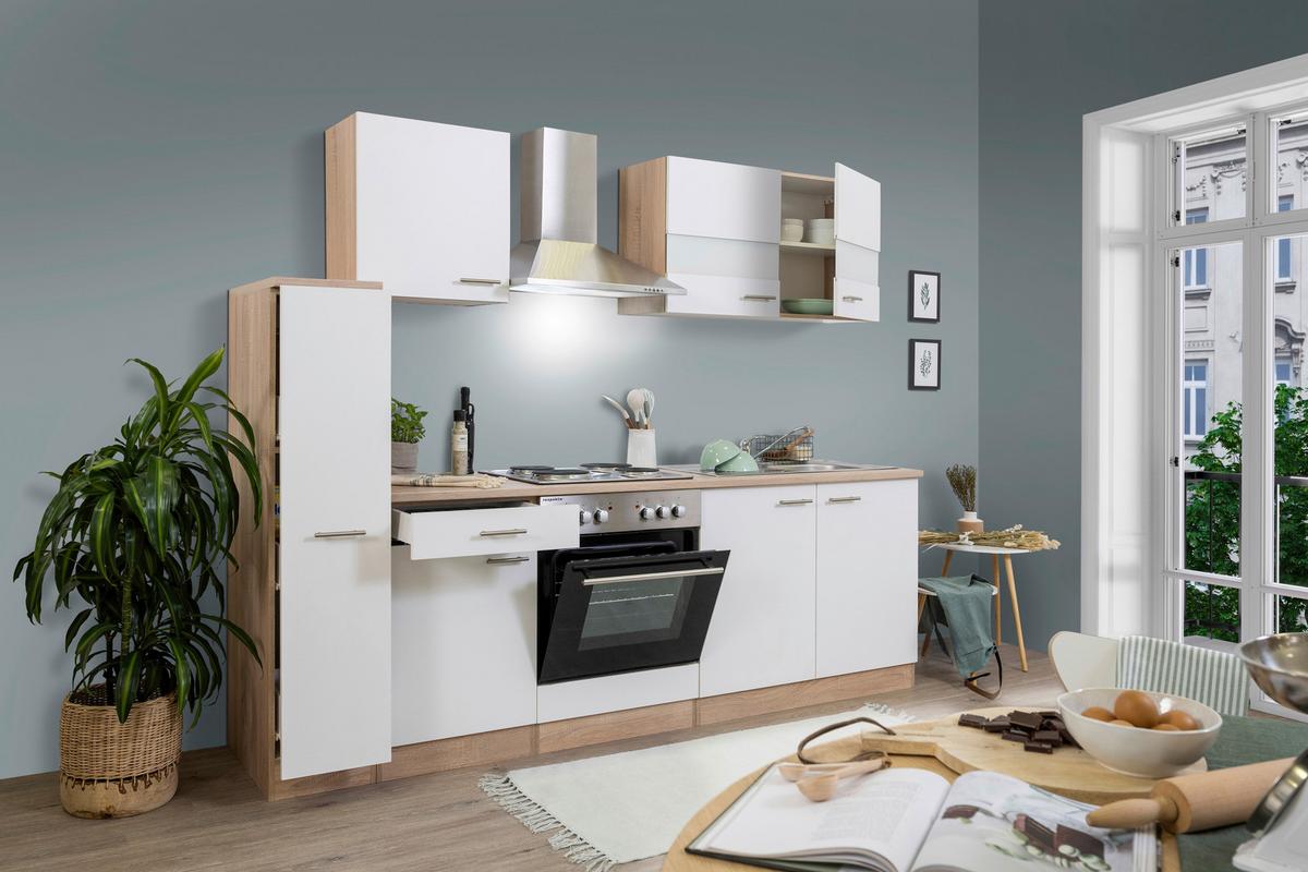 Küchenblock Merle Küchenblock 240 Cm - Eichefarben/Weiß, Basics, Holzwerkstoff (240cm) - Respekta