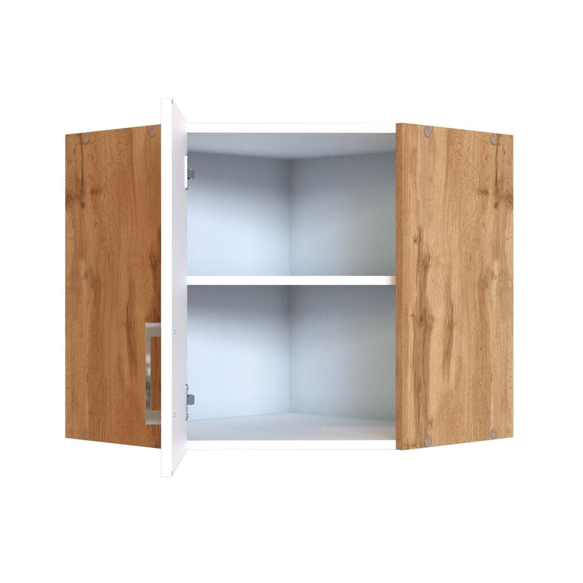 Eckhängeschrank B: 60 cm Eiche Dekor/Weiß 1 Drehtüre - Eiche Wotan/Weiß, MODERN, Holzwerkstoff (60/57/60cm) - Held