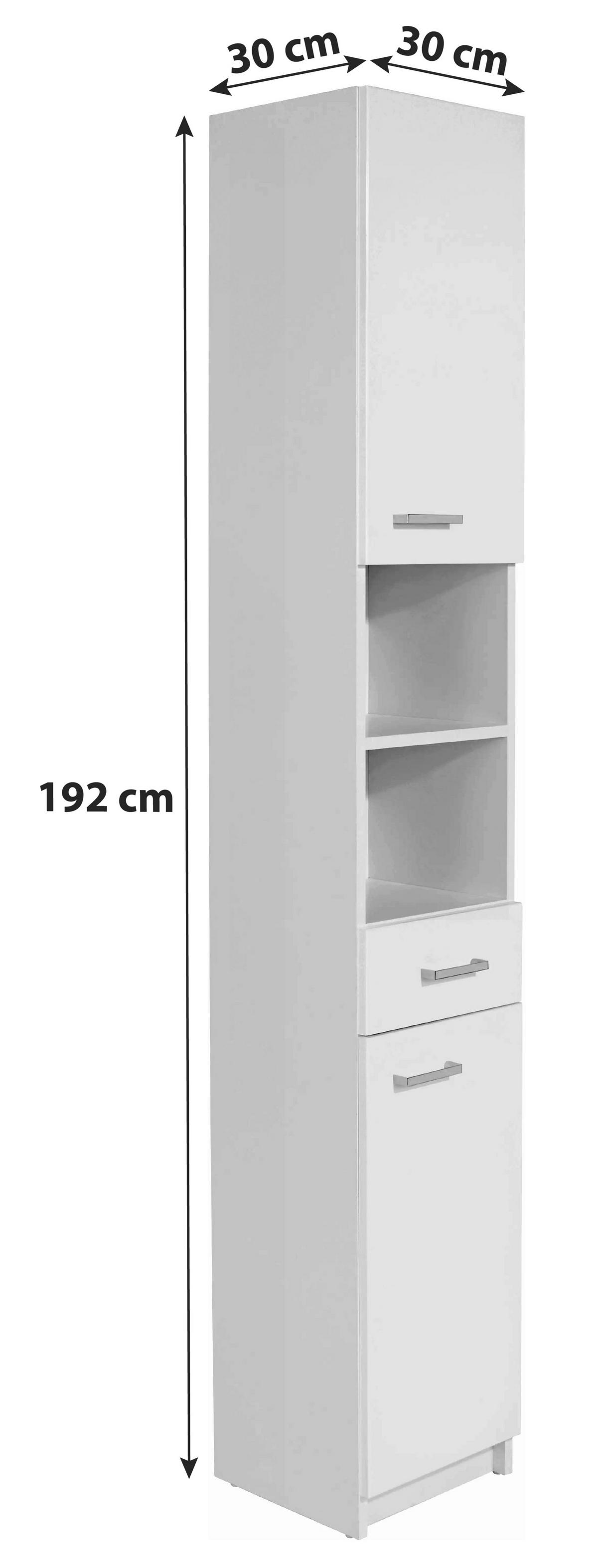 VYSOKÁ SKRINKA FIOLA - biela/chrómová, Konventionell, kov/kompozitné drevo (30/192/30cm)