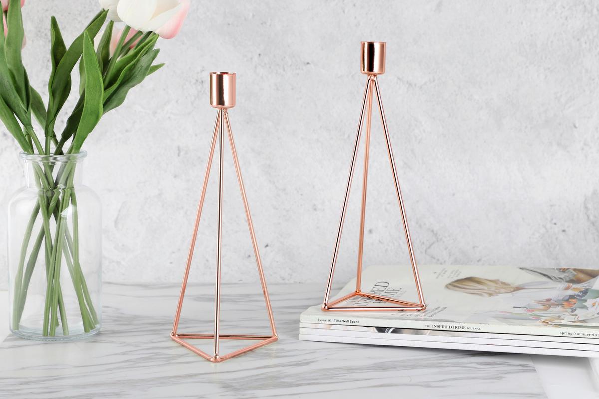Kerzenständer-Set Eisen für Stabkerzen 2-teilig - Kupferfarben, Basics, Metall (9,5/24,2cm) - Echtwerk